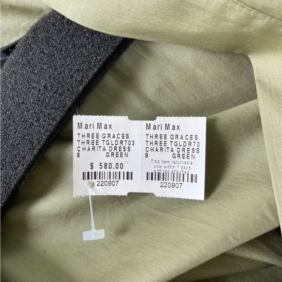 Three Graces London Charita Green Cotton-poplin Wrap Dress In Khaki Army Green - Picture 10 of 15